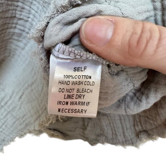 Big Water Blue Sky Top Textured Distressed Cotton 1/4 Button-Up Long Sleeve SM - Picture 5 of 7